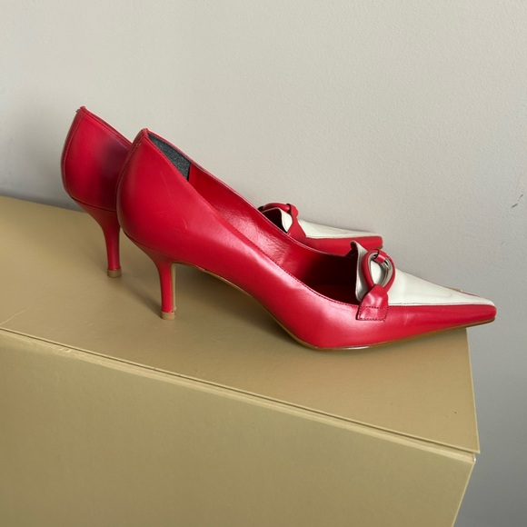 Werner Elegant Red and White Heels NWOT Made in Brasilia - Picture 8 of 9